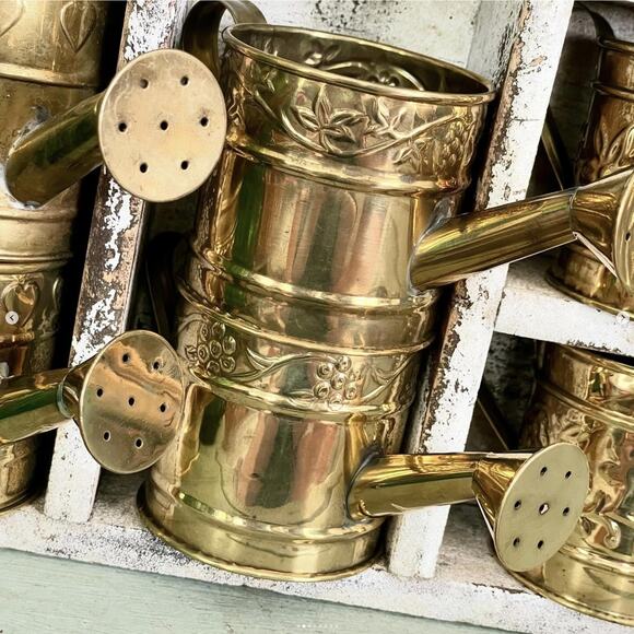 Vintage Hosley Mini Watering Can Solid Brass 1990s Bridal Baby Shower CHOICE ONE - Picture 2 of 8